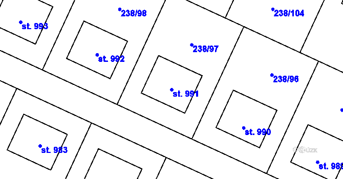 Parcela st. 991 v KÚ Horoušany, Katastrální mapa