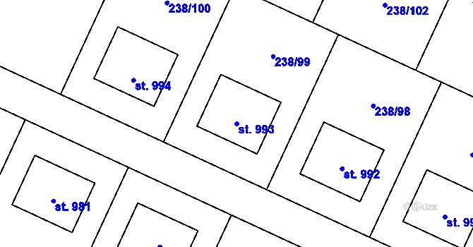 Parcela st. 993 v KÚ Horoušany, Katastrální mapa