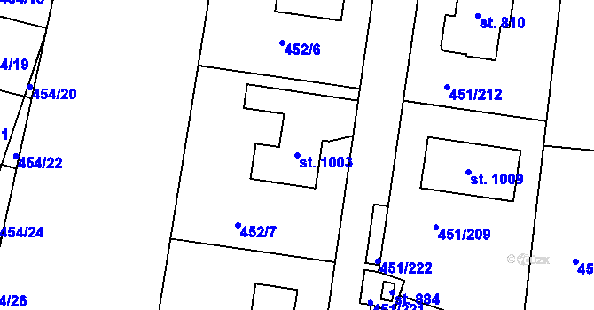 Parcela st. 1003 v KÚ Horoušany, Katastrální mapa