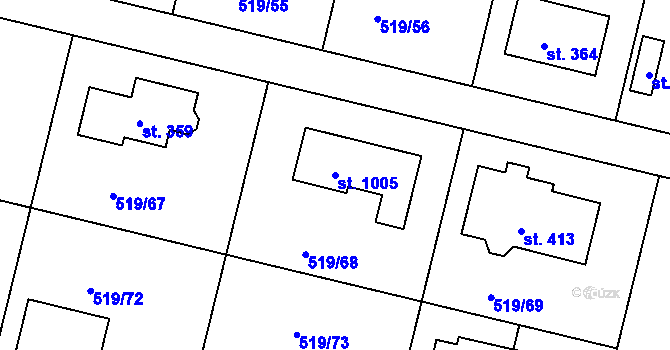 Parcela st. 1005 v KÚ Horoušany, Katastrální mapa