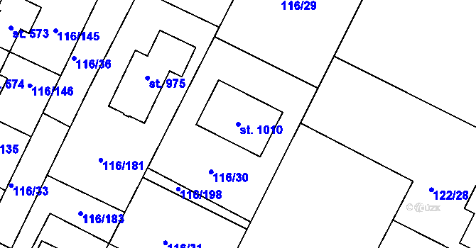 Parcela st. 1010 v KÚ Horoušany, Katastrální mapa