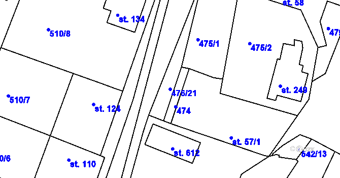 Parcela st. 476/21 v KÚ Horoušany, Katastrální mapa