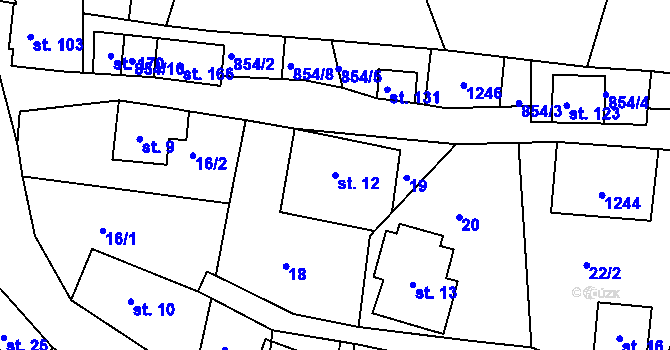 Parcela st. 12 v KÚ Horská Kamenice, Katastrální mapa
