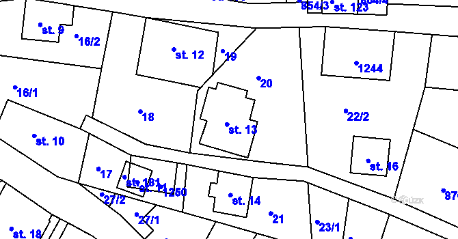 Parcela st. 13 v KÚ Horská Kamenice, Katastrální mapa