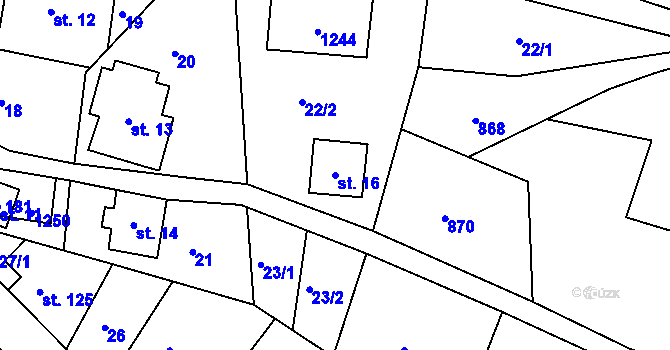 Parcela st. 16 v KÚ Horská Kamenice, Katastrální mapa