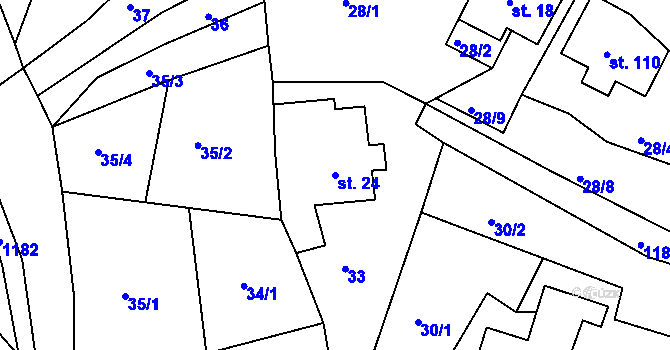 Parcela st. 24 v KÚ Horská Kamenice, Katastrální mapa