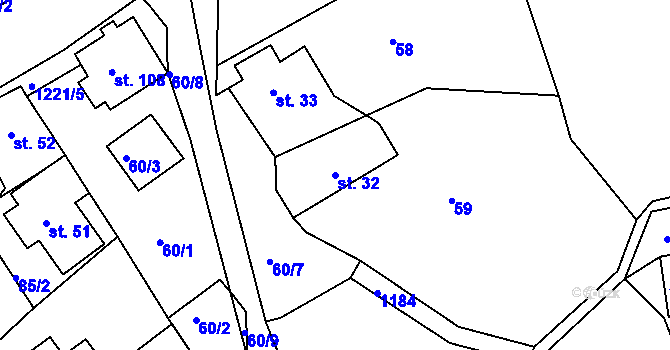 Parcela st. 32 v KÚ Horská Kamenice, Katastrální mapa