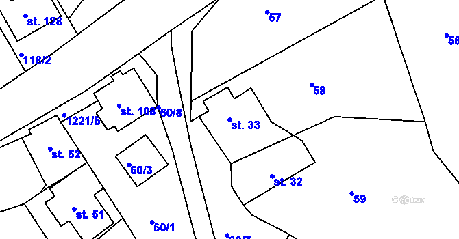 Parcela st. 33 v KÚ Horská Kamenice, Katastrální mapa