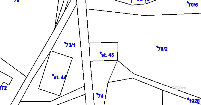 Parcela st. 43 v KÚ Horská Kamenice, Katastrální mapa