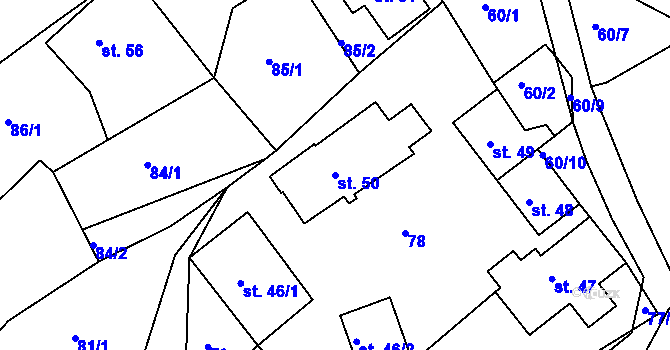 Parcela st. 50 v KÚ Horská Kamenice, Katastrální mapa