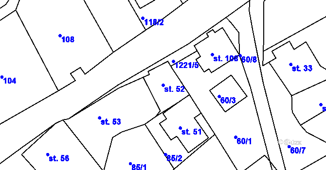 Parcela st. 52 v KÚ Horská Kamenice, Katastrální mapa