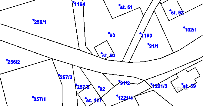 Parcela st. 60 v KÚ Horská Kamenice, Katastrální mapa