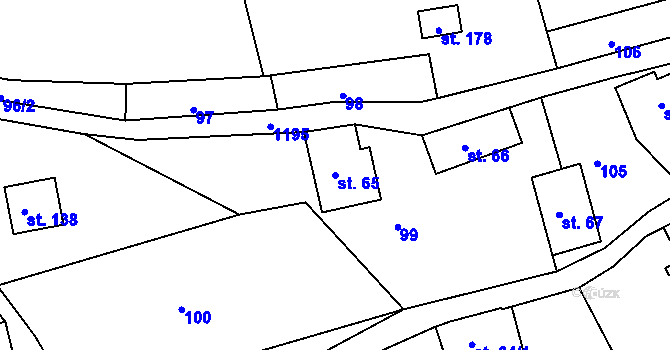 Parcela st. 65 v KÚ Horská Kamenice, Katastrální mapa