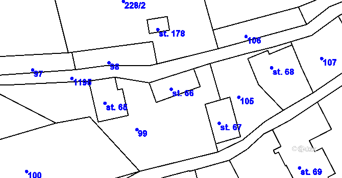 Parcela st. 66 v KÚ Horská Kamenice, Katastrální mapa