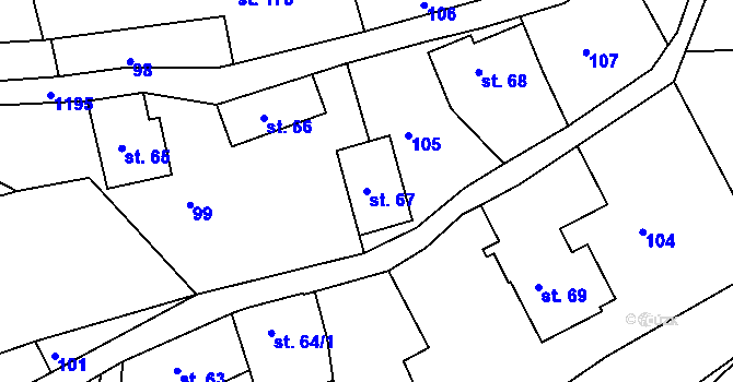 Parcela st. 67 v KÚ Horská Kamenice, Katastrální mapa