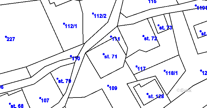 Parcela st. 71 v KÚ Horská Kamenice, Katastrální mapa