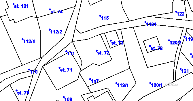 Parcela st. 72 v KÚ Horská Kamenice, Katastrální mapa