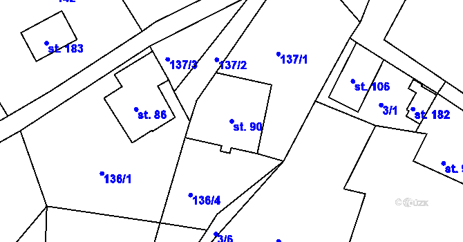 Parcela st. 90 v KÚ Horská Kamenice, Katastrální mapa