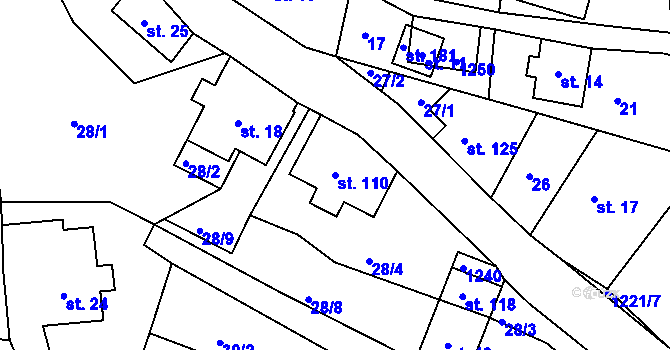 Parcela st. 110 v KÚ Horská Kamenice, Katastrální mapa