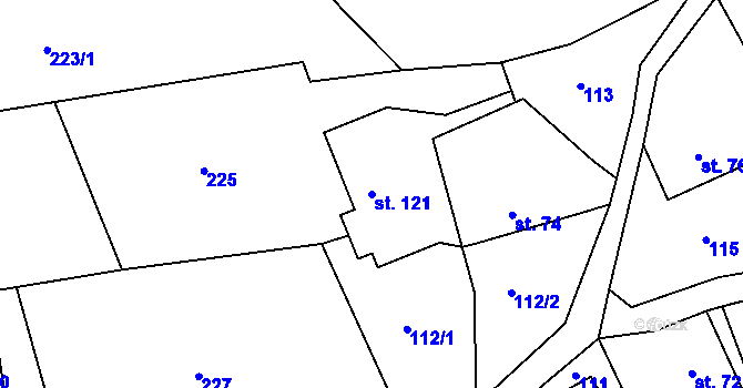 Parcela st. 121 v KÚ Horská Kamenice, Katastrální mapa