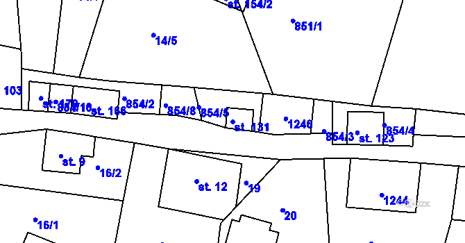 Parcela st. 131 v KÚ Horská Kamenice, Katastrální mapa