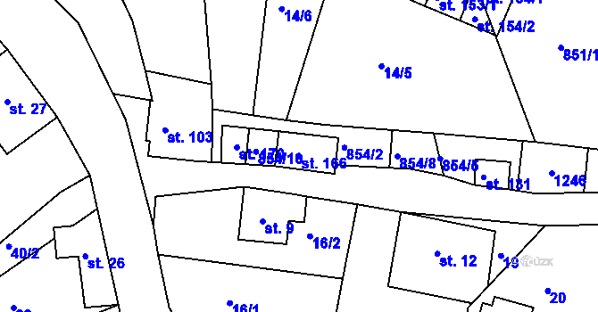 Parcela st. 166 v KÚ Horská Kamenice, Katastrální mapa