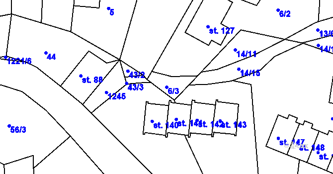 Parcela st. 6/3 v KÚ Horská Kamenice, Katastrální mapa