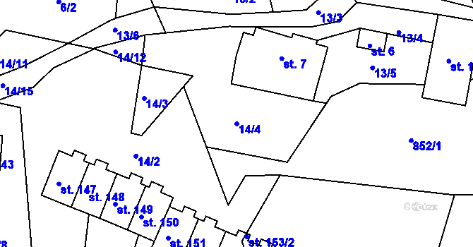 Parcela st. 14/4 v KÚ Horská Kamenice, Katastrální mapa