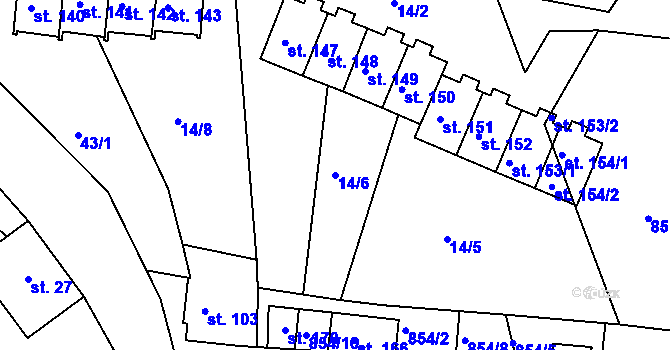 Parcela st. 14/6 v KÚ Horská Kamenice, Katastrální mapa
