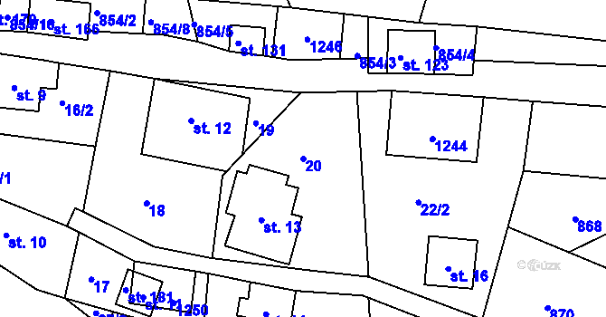 Parcela st. 20 v KÚ Horská Kamenice, Katastrální mapa