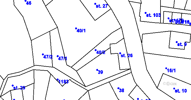 Parcela st. 40/2 v KÚ Horská Kamenice, Katastrální mapa