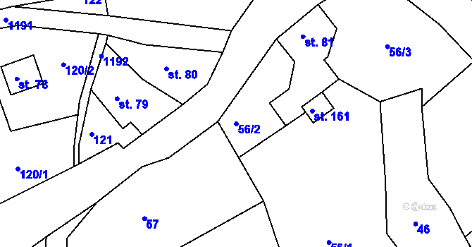 Parcela st. 56/2 v KÚ Horská Kamenice, Katastrální mapa