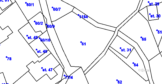Parcela st. 61 v KÚ Horská Kamenice, Katastrální mapa