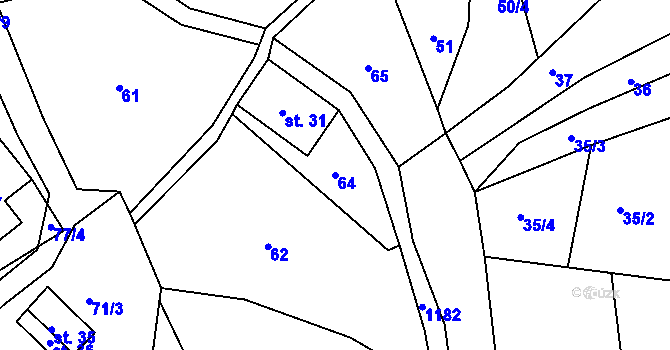 Parcela st. 64 v KÚ Horská Kamenice, Katastrální mapa