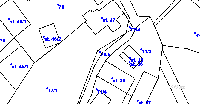 Parcela st. 71/6 v KÚ Horská Kamenice, Katastrální mapa