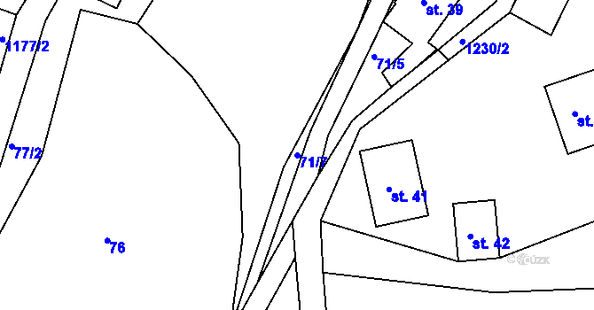 Parcela st. 71/7 v KÚ Horská Kamenice, Katastrální mapa