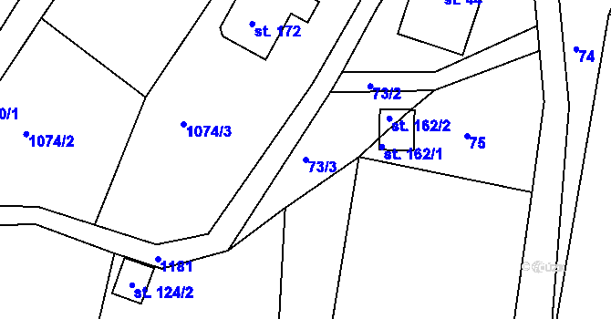 Parcela st. 73/3 v KÚ Horská Kamenice, Katastrální mapa