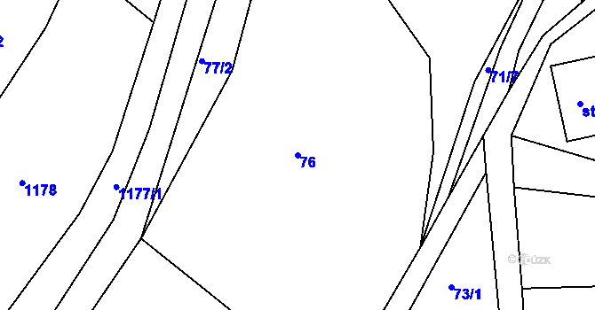 Parcela st. 76 v KÚ Horská Kamenice, Katastrální mapa