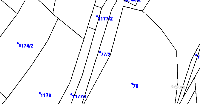 Parcela st. 77/2 v KÚ Horská Kamenice, Katastrální mapa