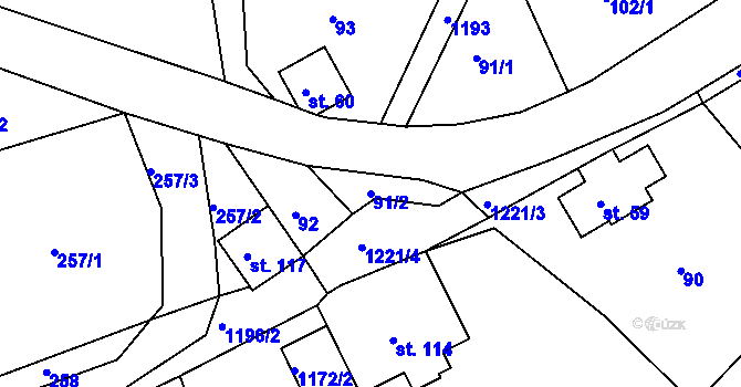 Parcela st. 91/2 v KÚ Horská Kamenice, Katastrální mapa