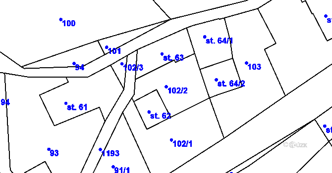 Parcela st. 102/2 v KÚ Horská Kamenice, Katastrální mapa