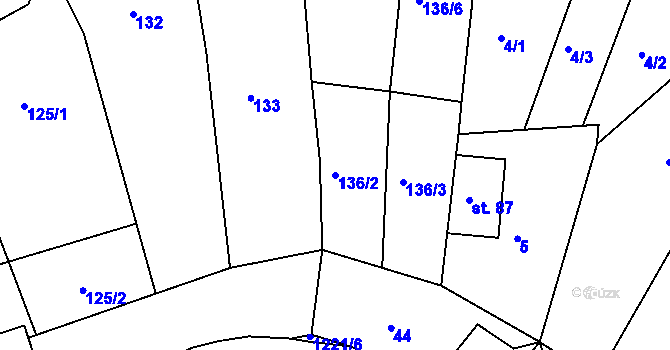 Parcela st. 136/2 v KÚ Horská Kamenice, Katastrální mapa