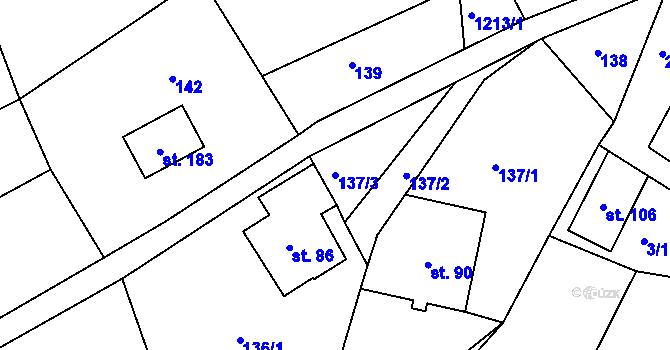 Parcela st. 137/3 v KÚ Horská Kamenice, Katastrální mapa