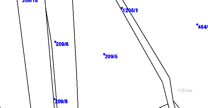 Parcela st. 209/5 v KÚ Horská Kamenice, Katastrální mapa