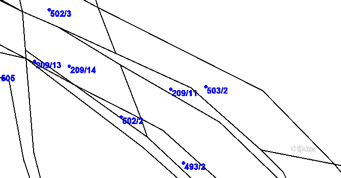 Parcela st. 209/11 v KÚ Horská Kamenice, Katastrální mapa
