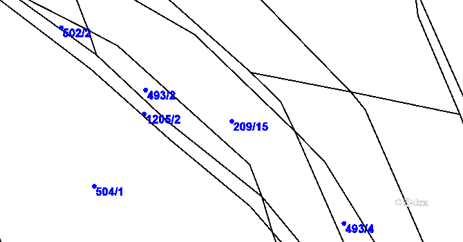 Parcela st. 209/15 v KÚ Horská Kamenice, Katastrální mapa