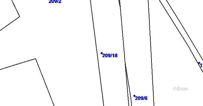 Parcela st. 209/18 v KÚ Horská Kamenice, Katastrální mapa