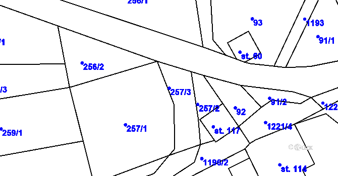 Parcela st. 257/3 v KÚ Horská Kamenice, Katastrální mapa