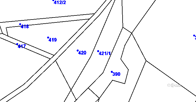Parcela st. 421/1 v KÚ Horská Kamenice, Katastrální mapa