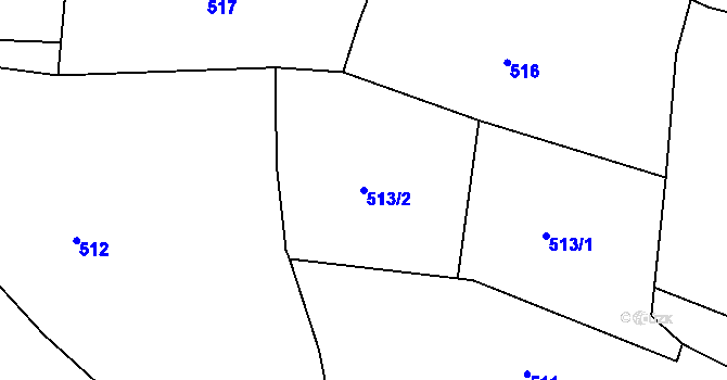 Parcela st. 513/2 v KÚ Horská Kamenice, Katastrální mapa